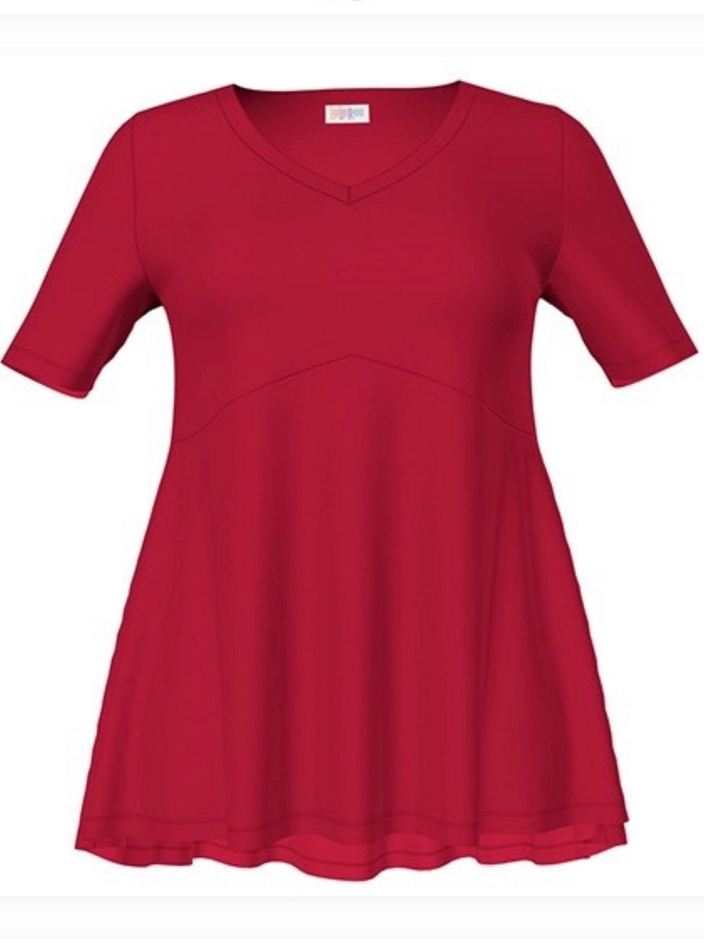 LulaRoe Jana Women's Red V-Neck hi-low empire waist tunic